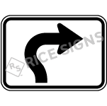 Up Then Right Curved Arrow Sign