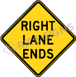 Right Lane Ends Sign